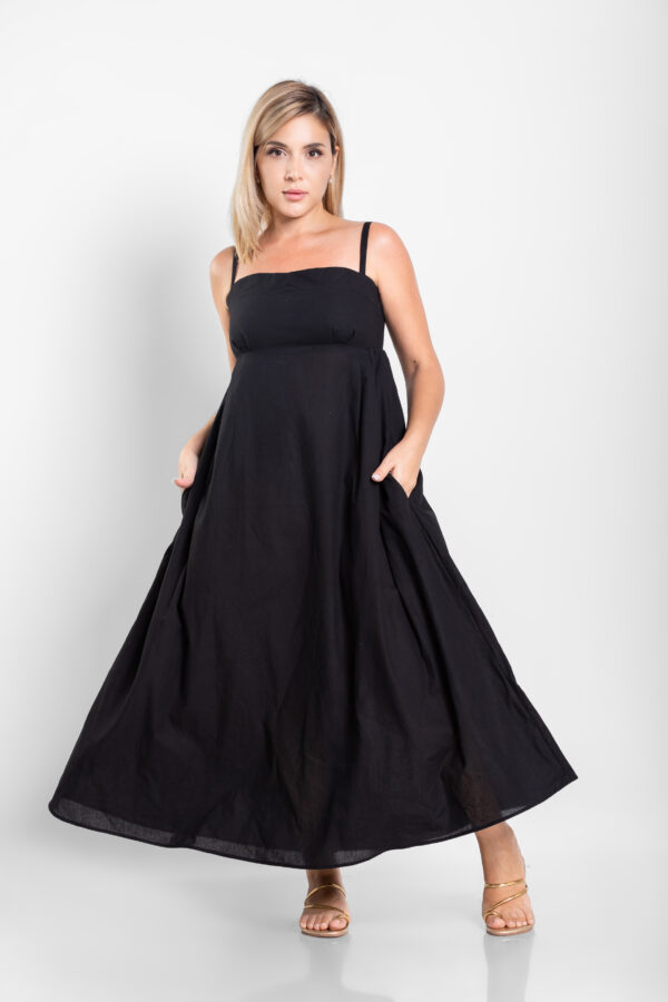 Reya Linen Maxi Dress – Vivid Black