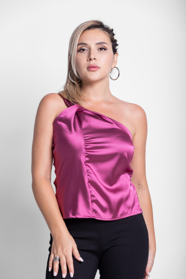 Hannah One Shoulder Top –  Splendour Magenta